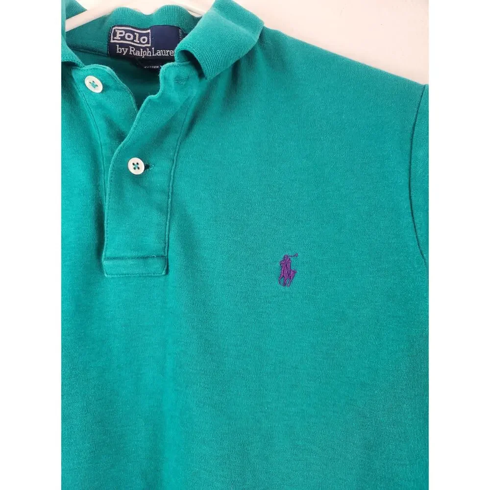 Vintage Polo Ralph Lauren Polo Shirt Short Sleeve Men Size Small Blue/Green